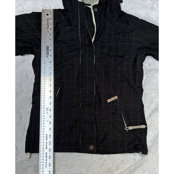 Ride Snowboard Cell Series 10 Hooded Jacket Womens Small Black Checkered Pockets - Picture 13 of 15